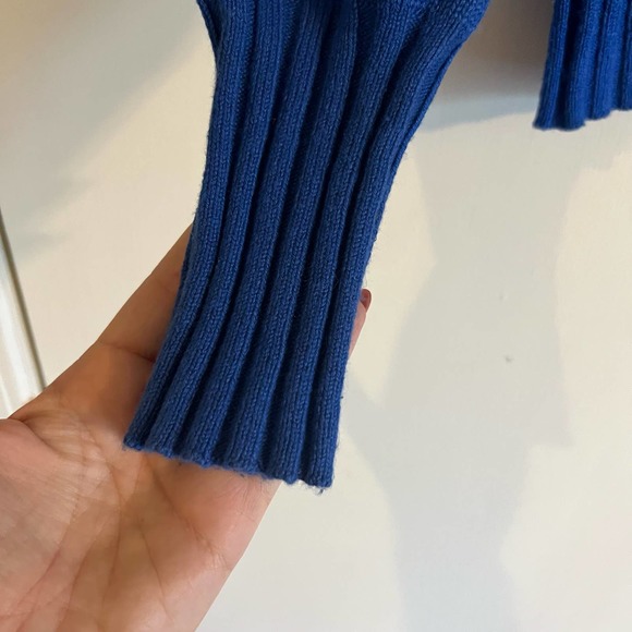 Boston Proper Blue Ribbed Full Two Way Zipper Sweater Cardigan, S - Picture 7 of 7